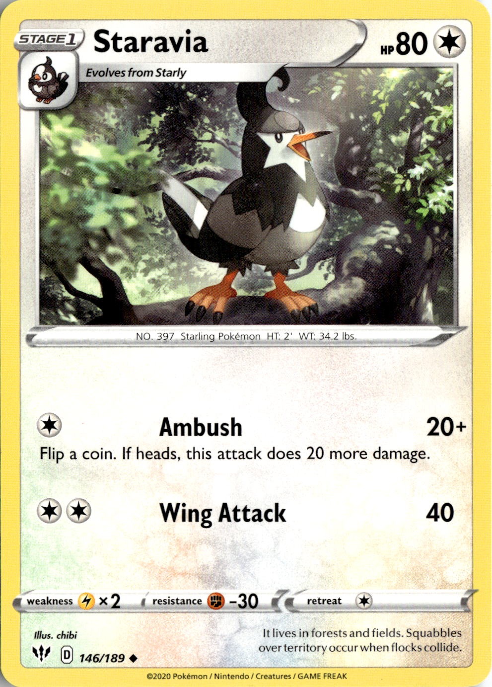 2020 Pokemon Swsh Staravia graded slab