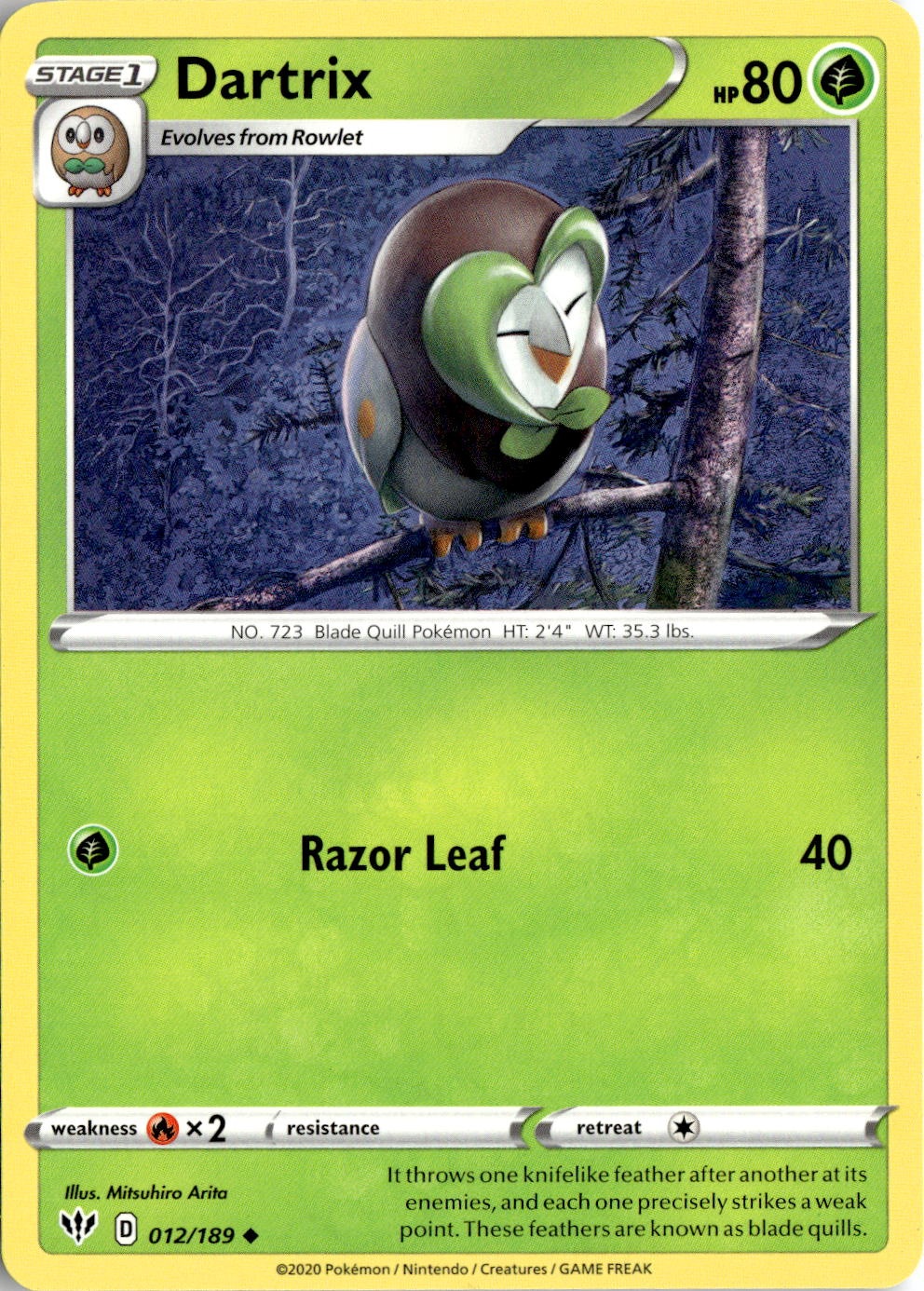 2020 Pokemon Swsh Dartix graded slab