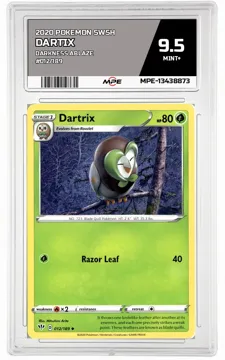 2020 POKEMON SWSH DARKNESS ABLAZE #012/189 Dartix MPE 9.5 MINT+ — graded card up for auction
