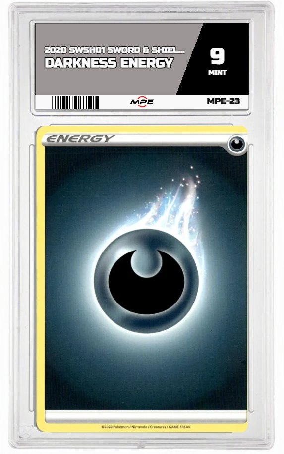 2020 SWSH01 SWORD & SHIELD BASE SET DARKNESS ENERGY MPE 9 MINT — graded card auctioned from the MPE vault