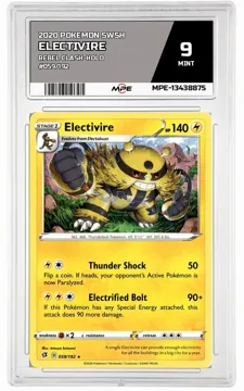 2020 POKEMON SWSH REBEL CLASH-HOLO #059/192 Electivire MPE 9 MINT — graded card up for auction