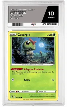 2020 POKEMON SWSH REBEL CLASH #001/192 Caterpie MPE 10 GEM/MT — graded card up for auction