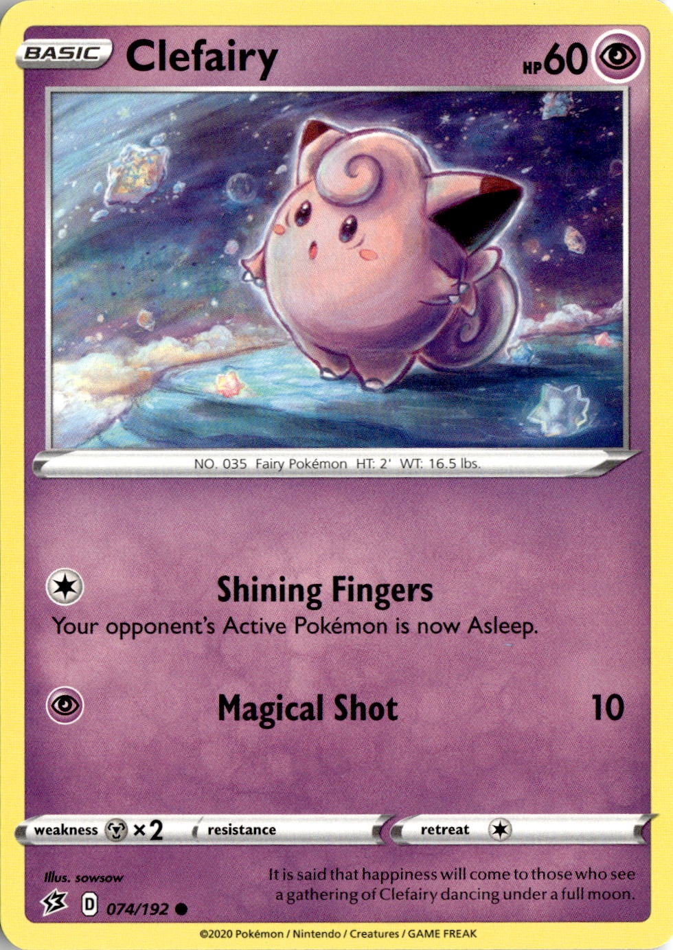 2020 Pokemon Swsh Clefairy graded slab