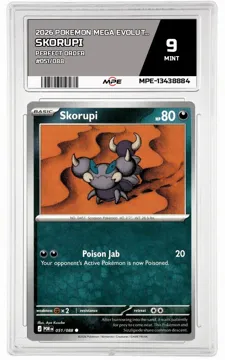 2026 POKEMON MEGA EVOLUTION PERFECT ORDER #051/088 SKORUPI MPE 9 MINT — graded card up for auction