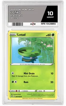 2020 POKEMON SWSH REBEL CLASH #007/192 LOTAD MPE 10 GEM/MT — graded card up for auction