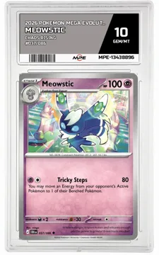 2026 POKEMON MEGA EVOLUTION CHAOS RISING #037/086 MEOWSTIC MPE 10 GEM/MT — graded card up for auction