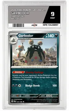 2026 POKEMON MEGA EVOLUTION CHAOS RISING #057/086 GARBODOR MPE 9 MINT — graded card up for auction