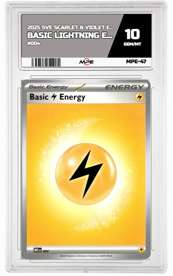 2025 SVE SCARLET & VIOLET ENERGIES #004 BASIC LIGHTNING ENERGY MPE 10 GEM/MT — graded card auctioned from the MPE vault