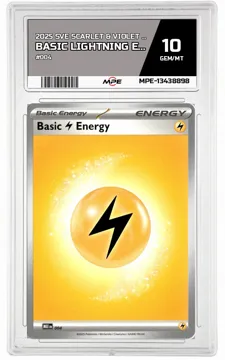 2025 SVE SCARLET & VIOLET ENERGIES #004 BASIC LIGHTNING ENERGY MPE 10 GEM/MT — graded card up for auction