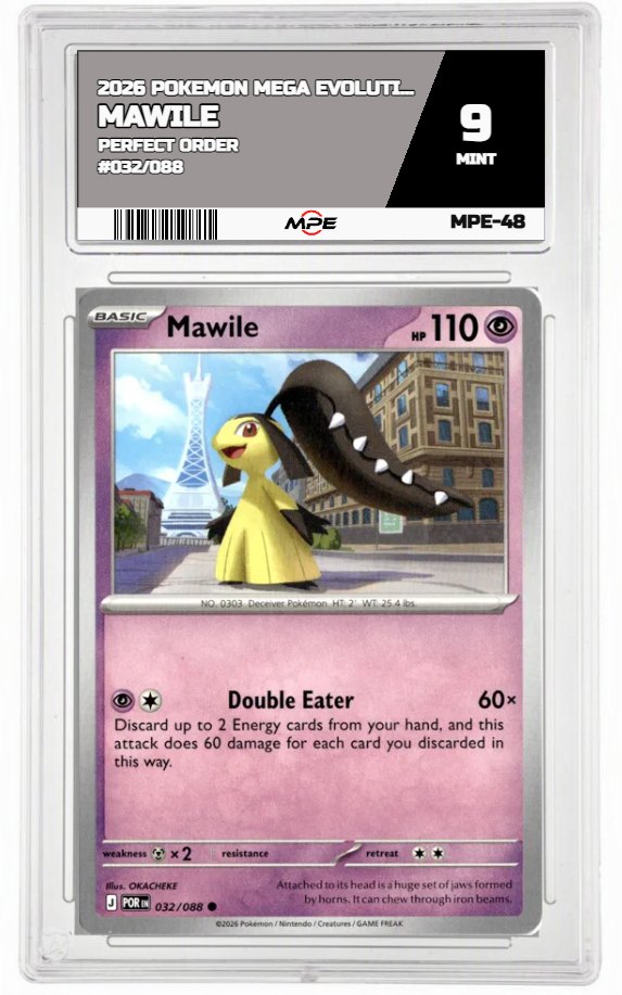 2026 POKEMON MEGA EVOLUTION PERFECT ORDER #032/088 MAWILE MPE 9 MINT — graded card auctioned from the MPE vault