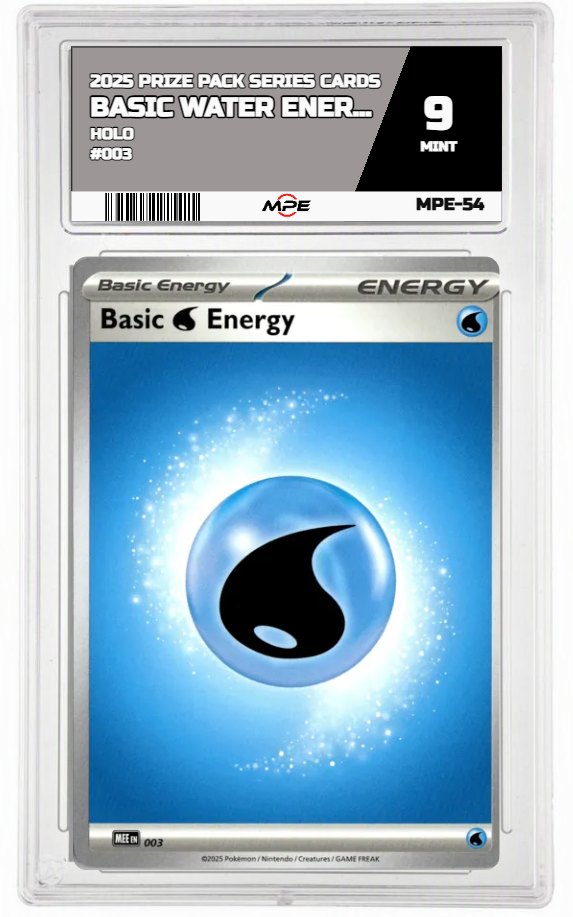 2025 PRIZE PACK SERIES CARDS HOLO #003 BASIC WATER ENERGY MPE 9 MINT — graded card auctioned from the MPE vault