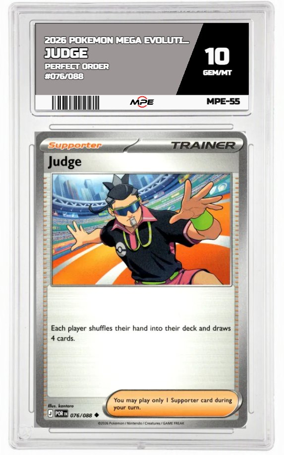 2026 POKEMON MEGA EVOLUTION PERFECT ORDER #076/088 Judge MPE 10 GEM/MT — graded card auctioned from the MPE vault