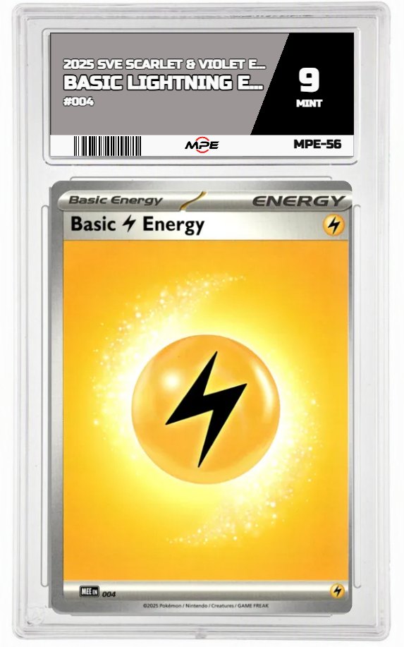 2025 SVE SCARLET & VIOLET ENERGIES #004 BASIC LIGHTNING ENERGY MPE 9 MINT — graded card auctioned from the MPE vault