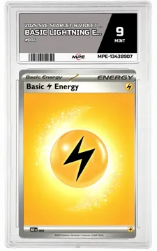 2025 SVE SCARLET & VIOLET ENERGIES #004 BASIC LIGHTNING ENERGY MPE 9 MINT — graded card up for auction