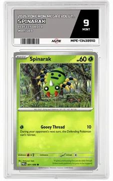 2026 POKEMON MEGA EVOLUTION PERFECT ORDER #001/088 Spinarak MPE 9 MINT — graded card up for auction