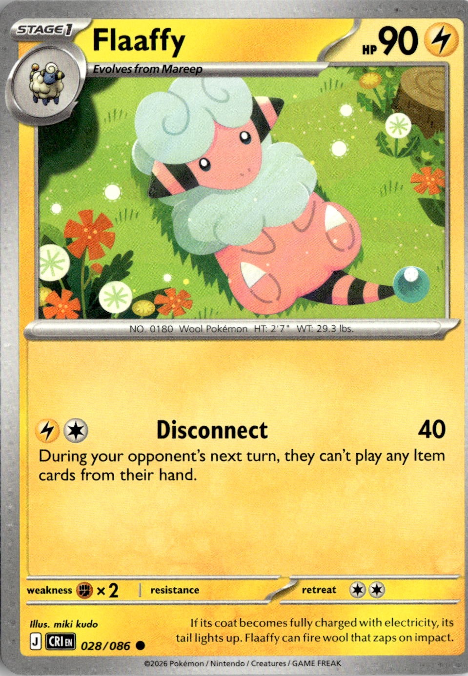 2026 Pokemon Mega Evolution Flaaffy graded slab