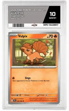 2026 POKEMON MEGA EVOLUTION CHAOS RISING #008/086 Vulpix MPE 10 GEM/MT — graded card up for auction
