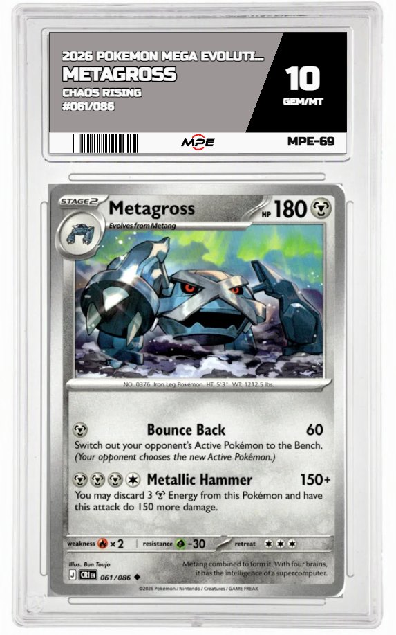 2026 POKEMON MEGA EVOLUTION CHAOS RISING #061/086 Metagross MPE 10 GEM/MT — graded card auctioned from the MPE vault
