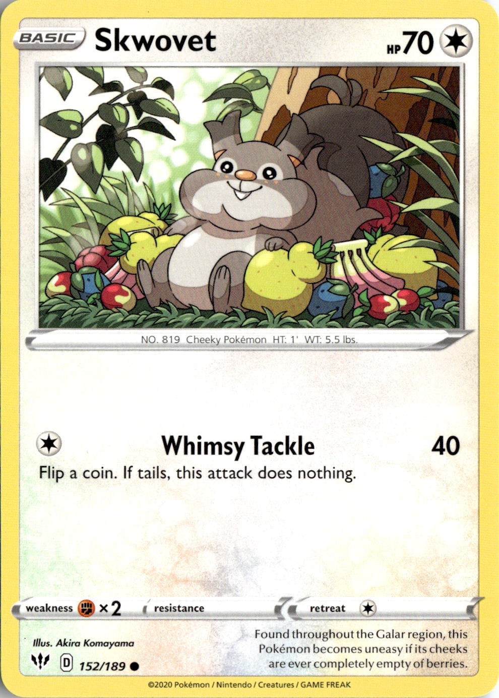 2020 Pokemon Swsh Skwovet graded slab