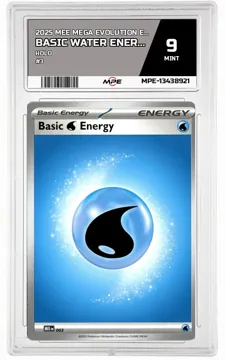 2025 MEE MEGA EVOLUTION ENERGIES HOLO #3 BASIC WATER ENERGY MPE 9 MINT — graded card up for auction