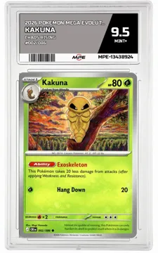 2026 POKEMON MEGA EVOLUTION CHAOS RISING #002/086 Kakuna MPE 9.5 MINT+ — graded card up for auction