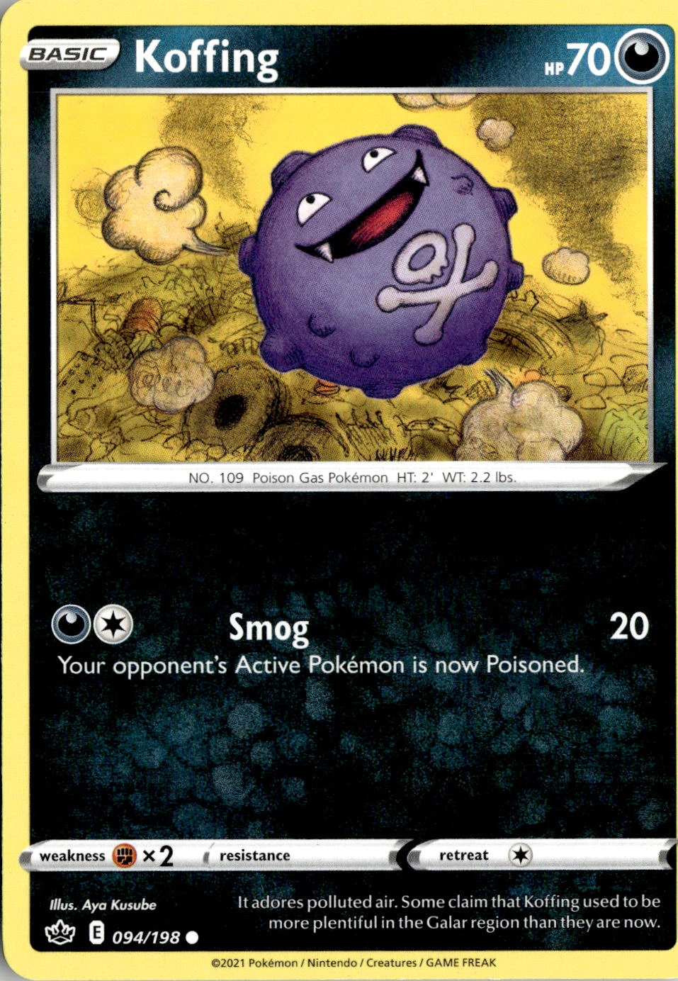 2021 Pokemon Swsh Koffing graded slab
