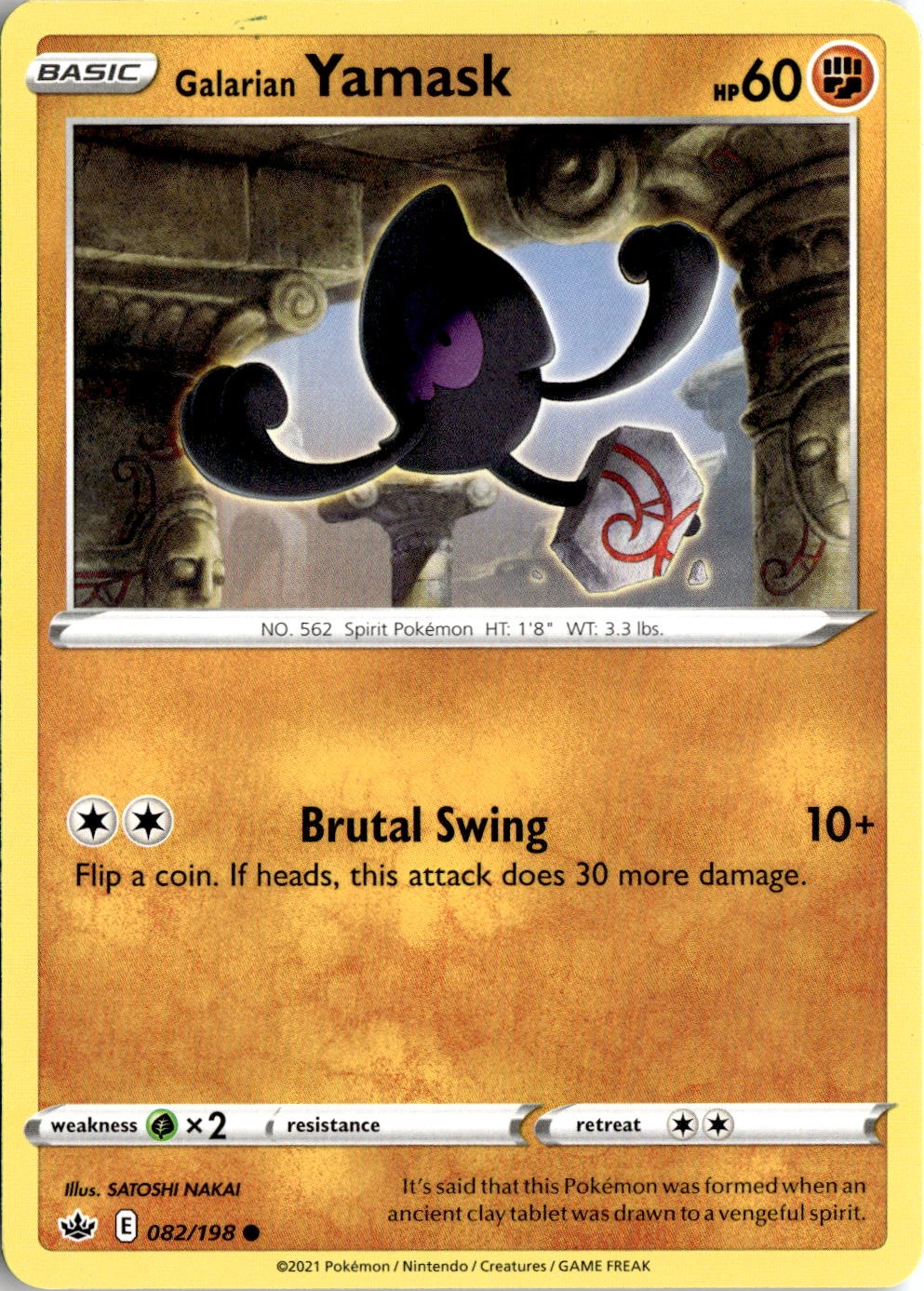 2021 Pokemon Swsh Galarian Yamask graded slab
