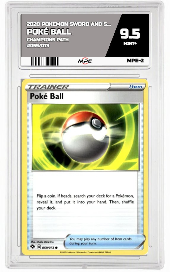 2020 POKEMON SWSH CHAMPIONS PATH #059/073 Poké Ball MPE 9.5 MINT+ — graded card auctioned from the MPE vault