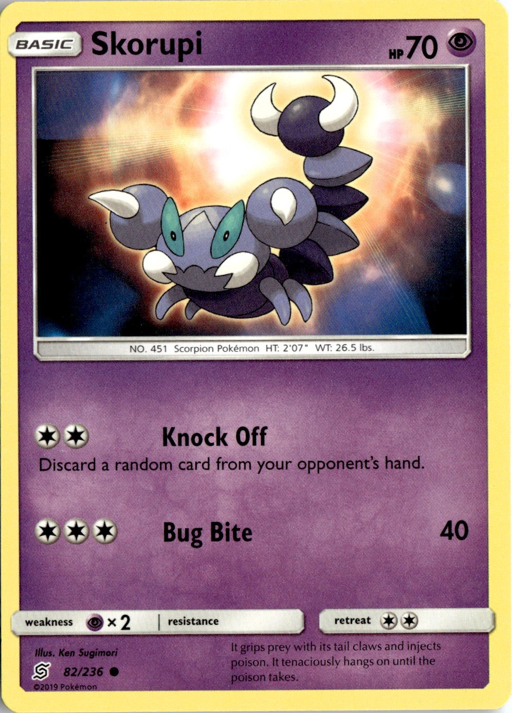 2019 Pokemon Sun And Moon Skorupi graded slab