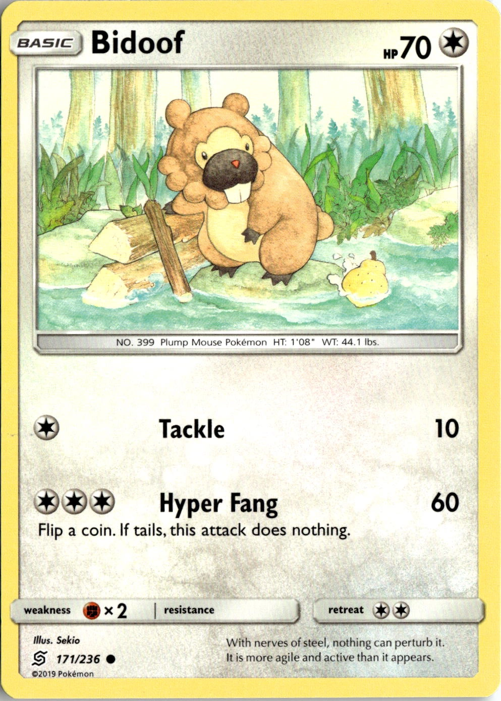 2019 Pokemon Sun And Moon Bidoof graded slab
