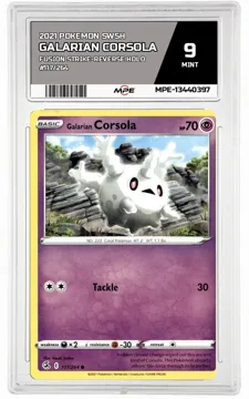 2021 POKEMON SWSH FUSION STRIKE-REV HOLO #117/264 Galarian Corsola MPE 9 MINT — graded card up for auction