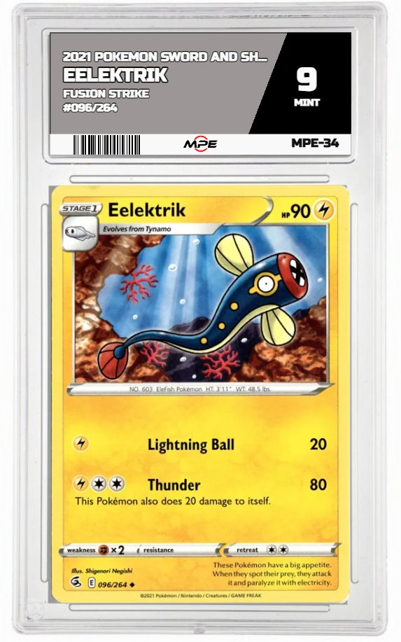 2021 POKEMON SWSH FUSION STRIKE #096/264 Eelektrik MPE 9 MINT — graded card auctioned from the MPE vault