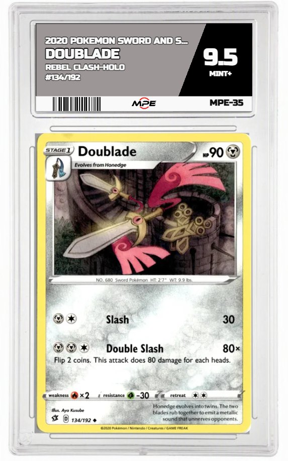 2020 POKEMON SWSH REBEL CLASH-HOLO #134/192 Doublade MPE 9.5 MINT+ — graded card auctioned from the MPE vault