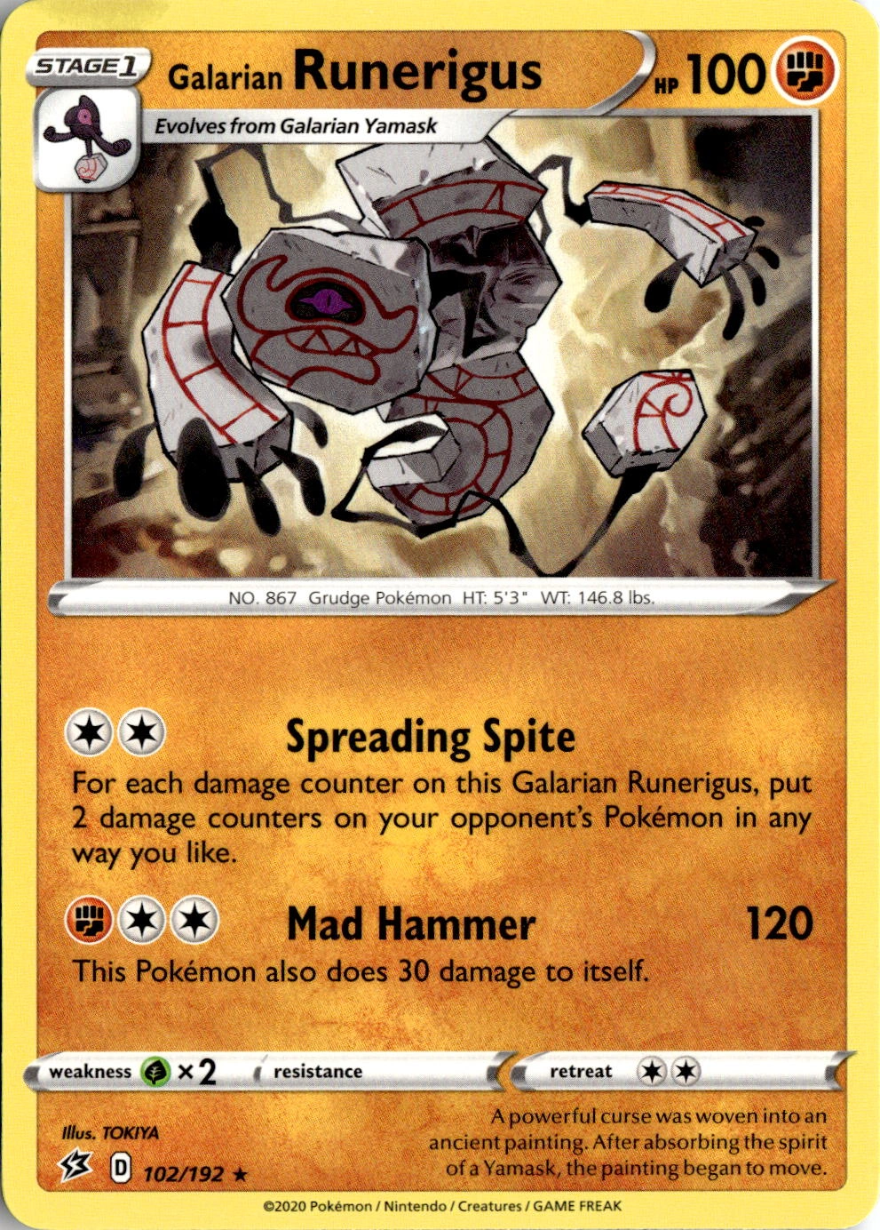 2020 Pokemon Swsh Galarian Runerigus graded slab
