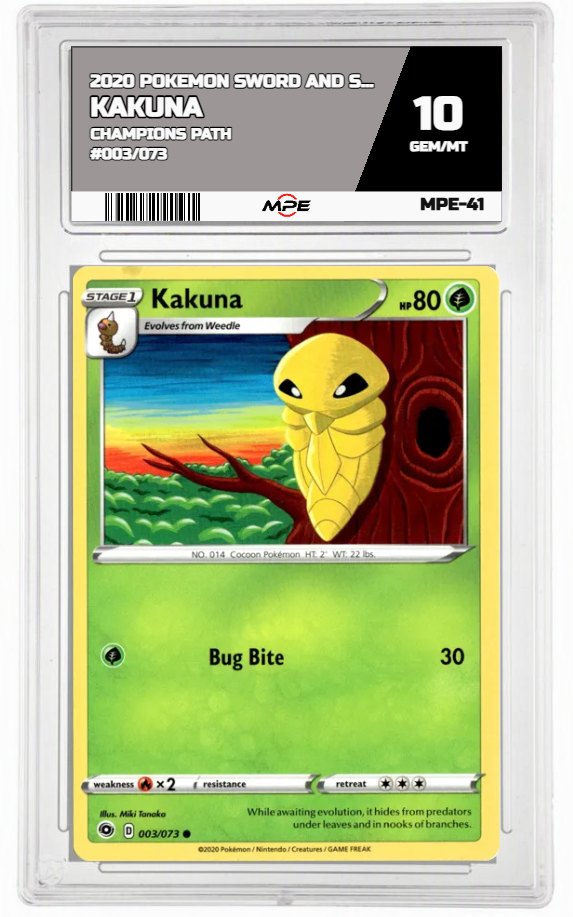 2020 POKEMON SWSH CHAMPIONS PATH #003/073 Kakuna MPE 10 GEM/MT — graded card auctioned from the MPE vault