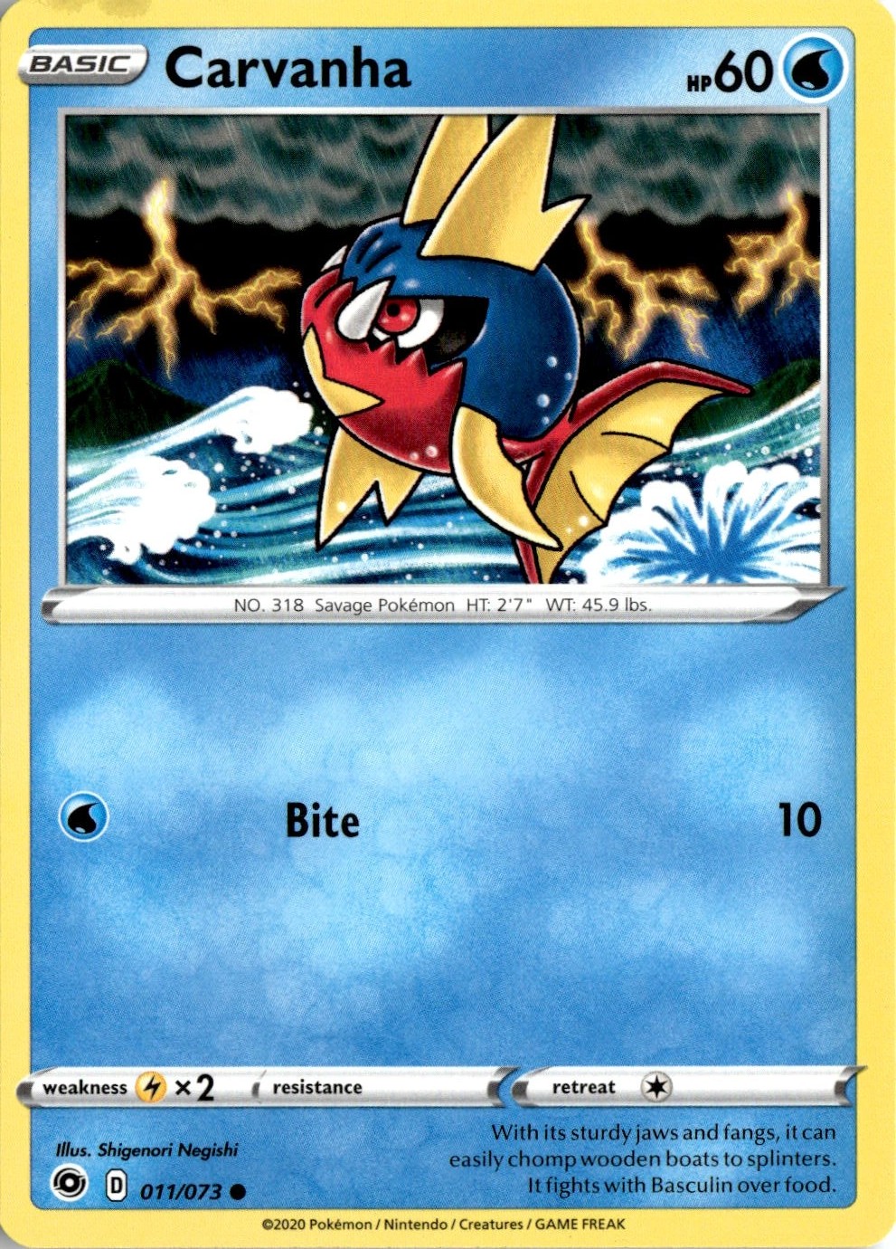 2020 Pokemon Swsh Carvanha graded slab