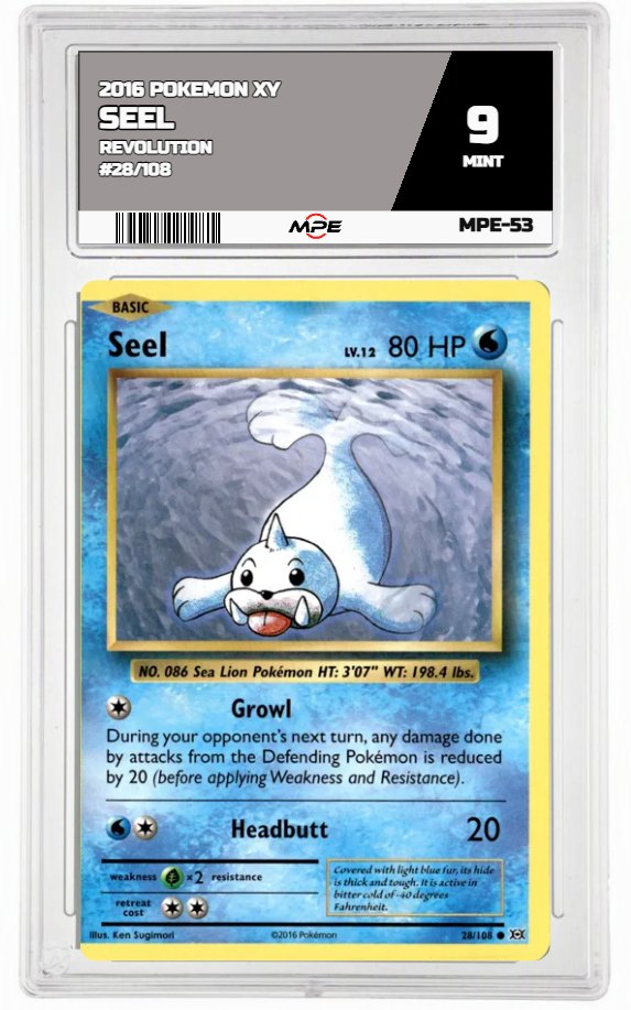 2016 POKEMON XY REVOLUTION #28/108 SEEL MPE 9 MINT — graded card auctioned from the MPE vault