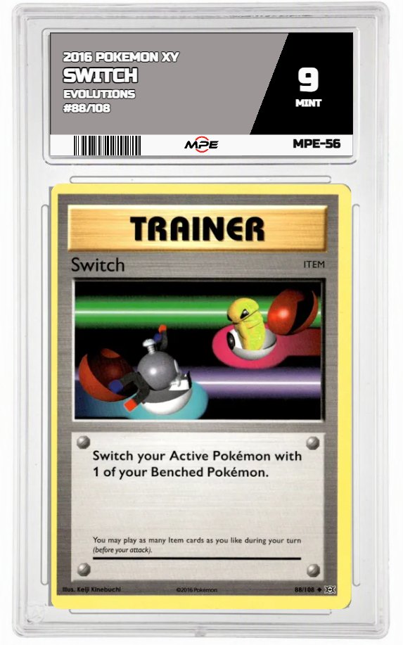 2016 POKEMON XY EVOLUTIONS #88/108 Switch MPE 9 MINT — graded card auctioned from the MPE vault