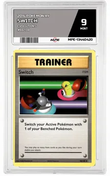 2016 POKEMON XY EVOLUTIONS #88/108 Switch MPE 9 MINT — graded card up for auction