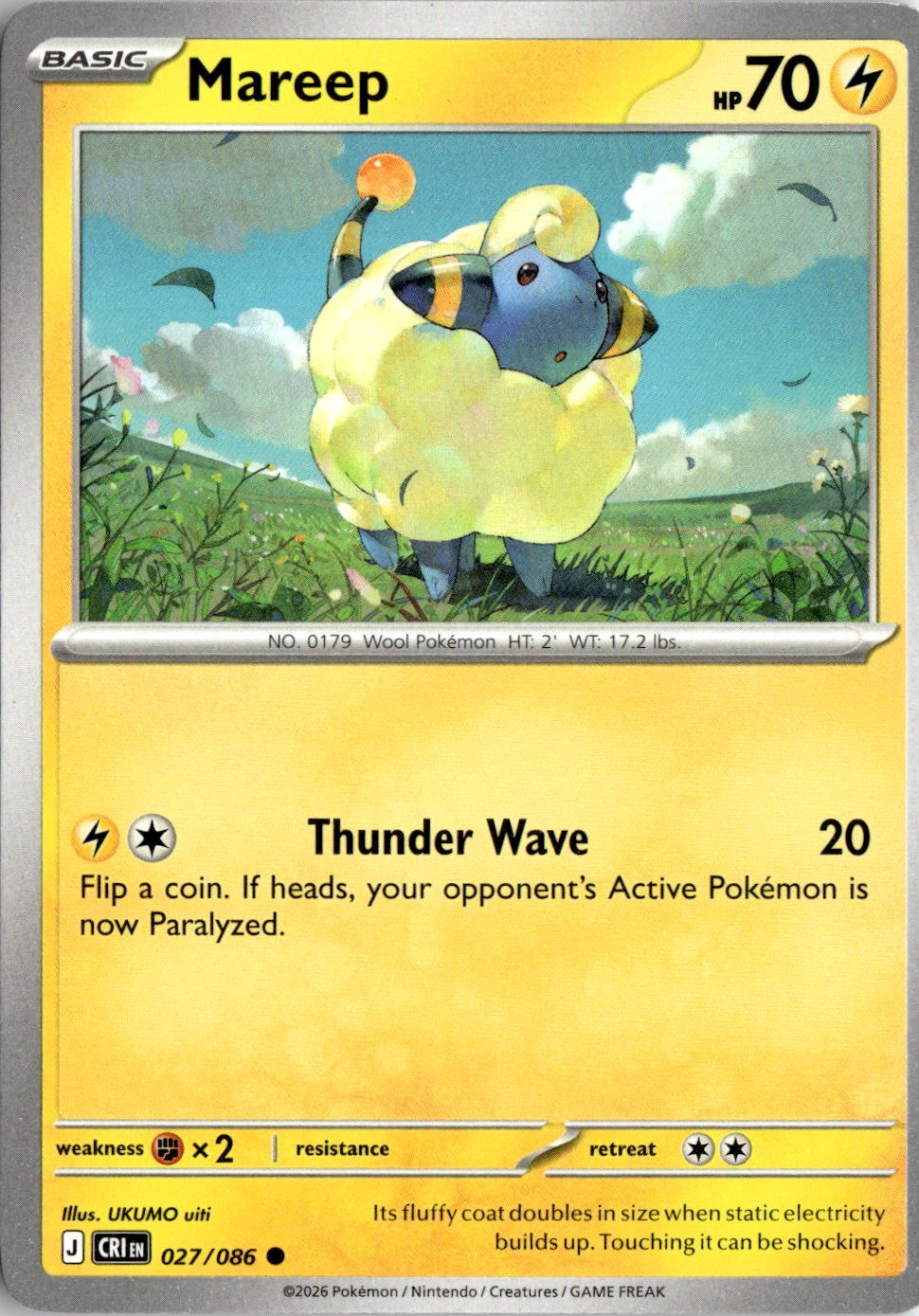 2026 Pokemon Mega Evolution Mareep graded slab