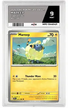 2026 POKEMON MEGA EVOLUTION CHAOS RISING #027/086 Mareep MPE 9 MINT — graded card up for auction