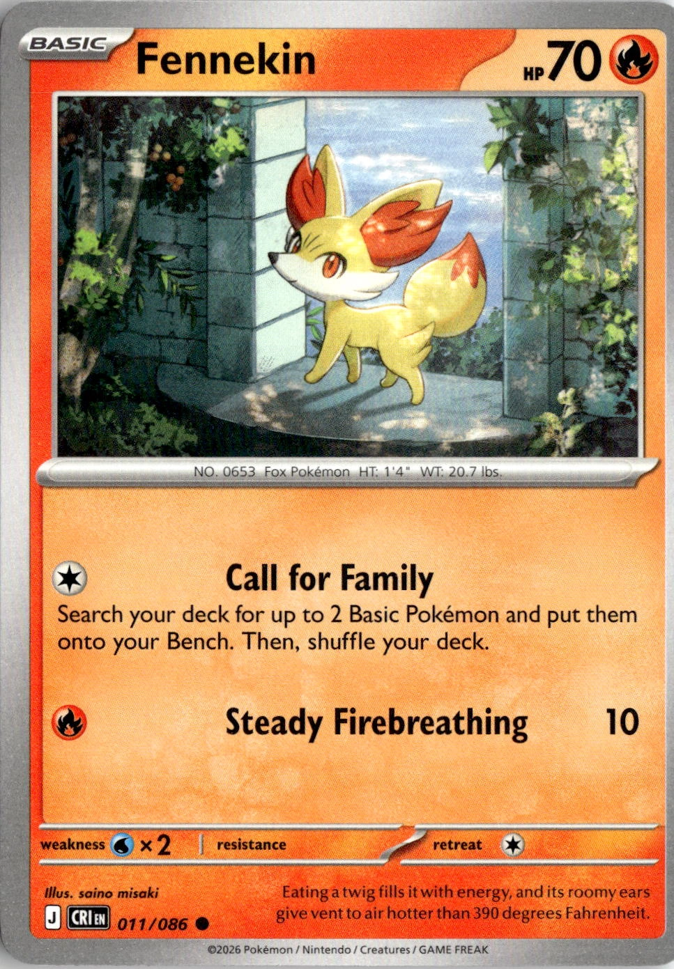 2026 Pokemon Mega Evolution Fennekin graded slab