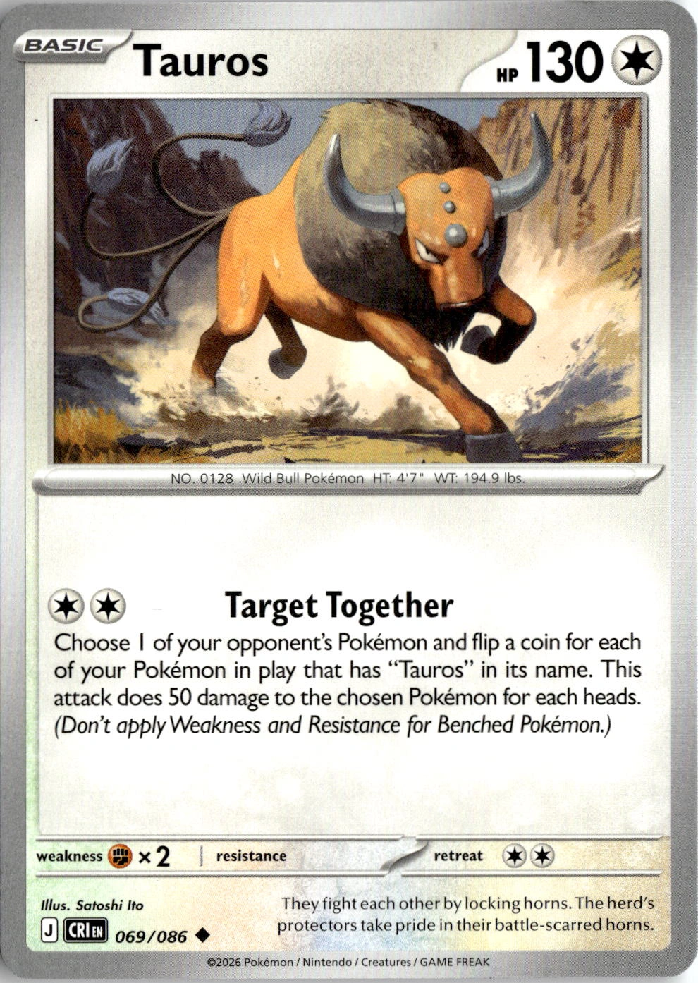 2026 Pokemon Mega Evolution Tauros graded slab