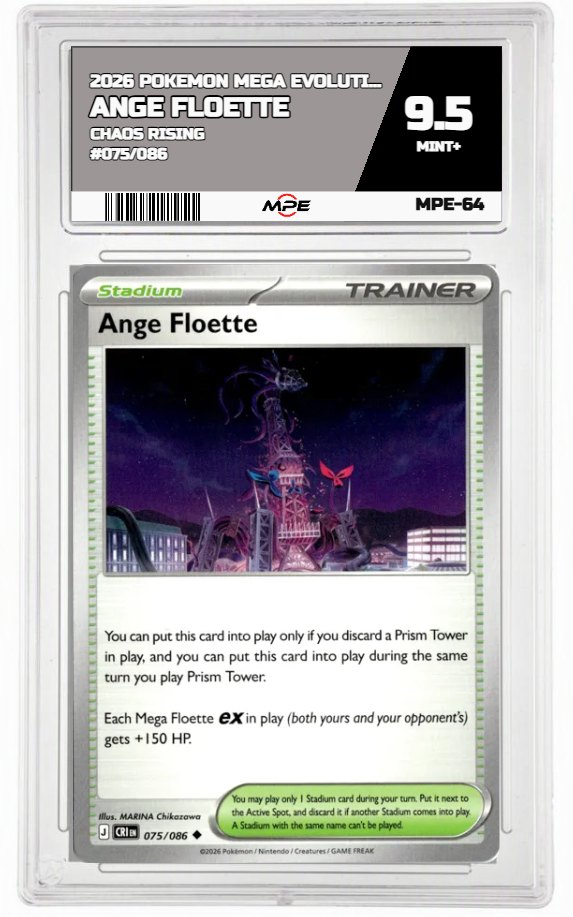 2026 POKEMON MEGA EVOLUTION CHAOS RISING #075/086 ANGE FLOETTE MPE 9.5 MINT+ — graded card auctioned from the MPE vault