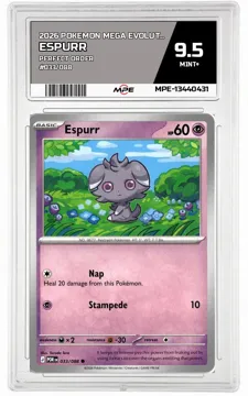 2026 POKEMON MEGA EVOLUTION PERFECT ORDER #033/088 Espurr MPE 9.5 MINT+ — graded card up for auction