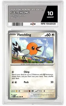 2026 POKEMON MEGA EVOLUTION PERFECT ORDER #066/088 FLETCHLING MPE 10 GEM/MT — graded card up for auction