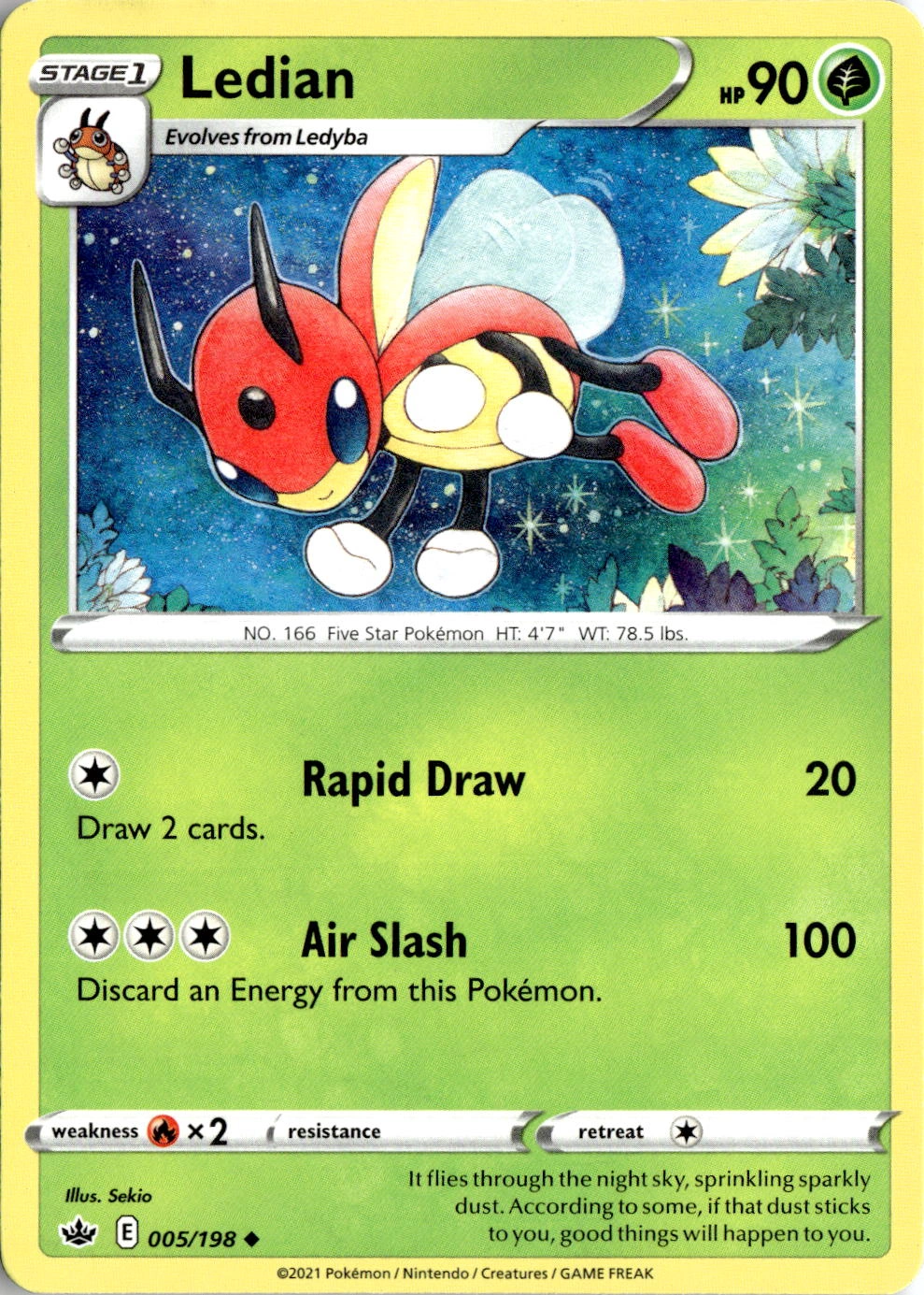 2021 Pokemon Swsh Ledian graded slab