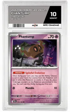 2026 POKEMON MEGA EVOLUTION CHAOS RISING #038/086 Phantump MPE 10 GEM/MT — graded card up for auction