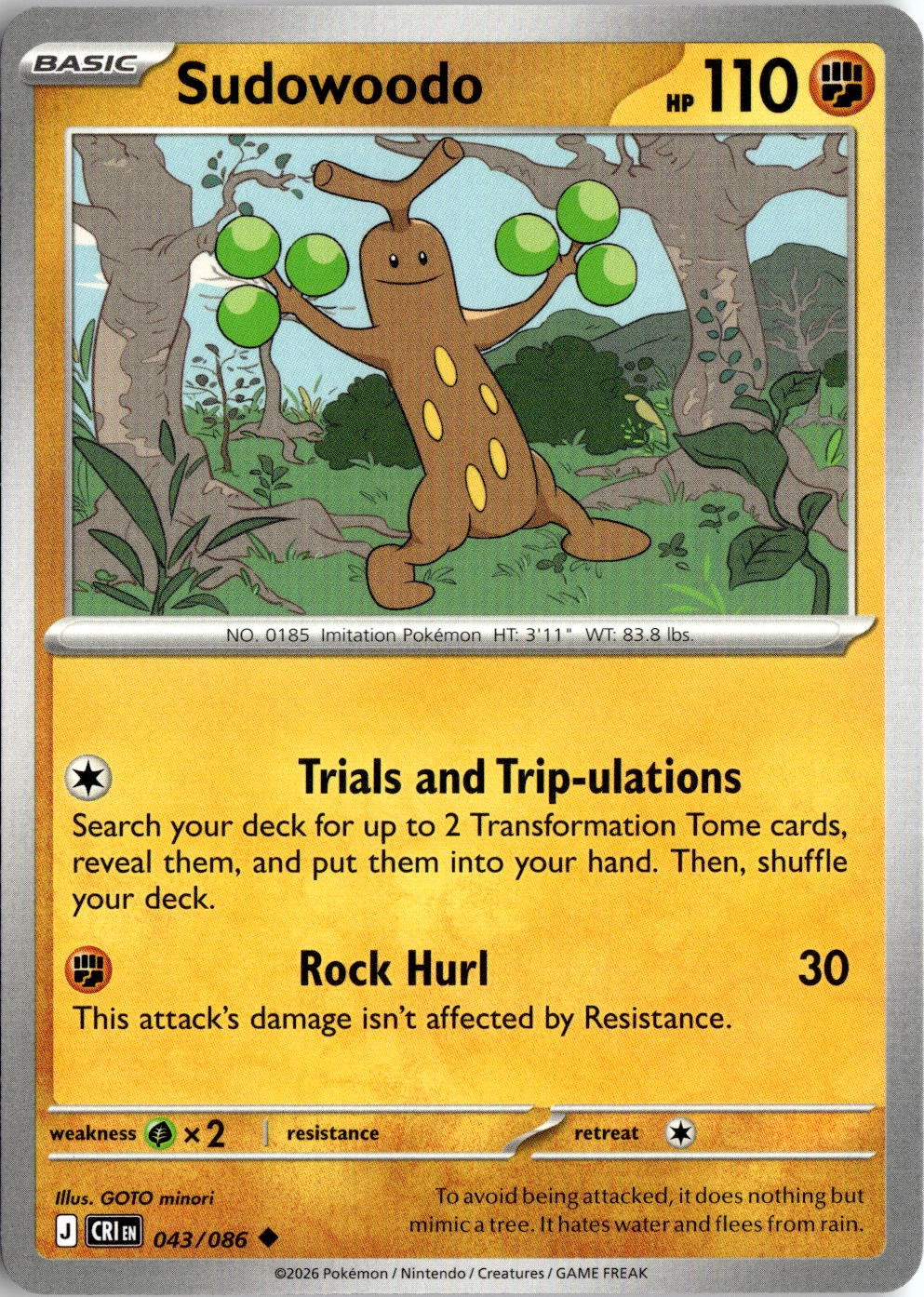 2026 Pokemon Mega Evolution Sudowoodo graded slab