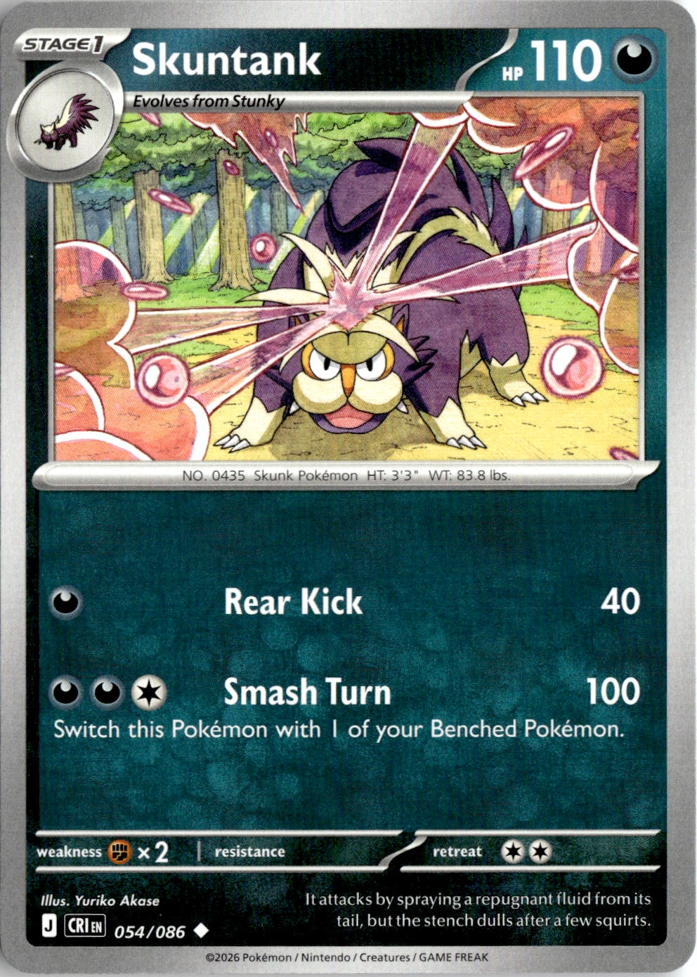 2026 Pokemon Mega Evolution Skuntank graded slab